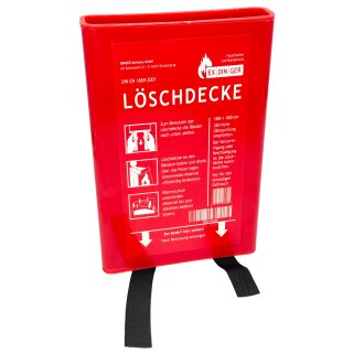 EXDINGER Feuerlöschdecke 100x100 cm in Kunststoffbox gemäß DIN EN 1869:2001 (auch für Fettbrände)