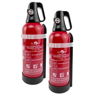 Doppelpack 2 kg ABC Aluminium-Pulverfeuerlöscher mit 4 LE KFZ Halterung, Manometer