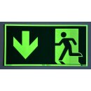 Rettungswegschild "Rettungsweg durch Notausgang" KNS langnachleuchtend, selbstklebend 297 x 148 mm